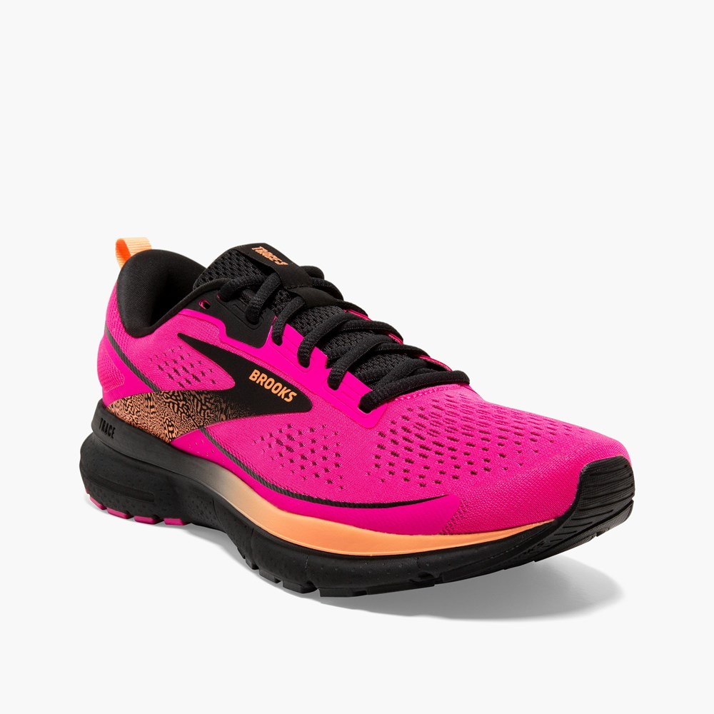 Chaussures Running Route Brooks Trace 3 Rose Noir Orange Femme | OHX-5781153